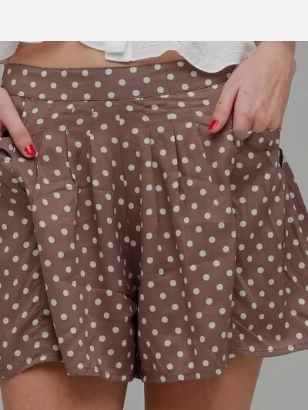 Free People Brown and White Polka Dot Shorts